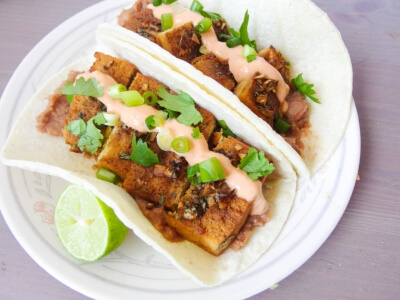 Baked Tequila Lime Tofu Tacos with Chipotle Crema