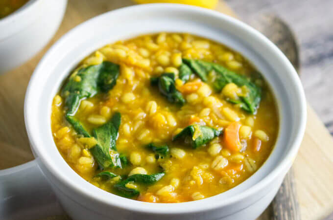 Golden Lentil Barley Soup | Yup, it's Vegan