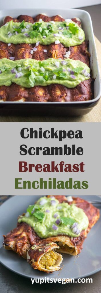 chickpea scramble breakfast enchiladas with chipotle sauce
