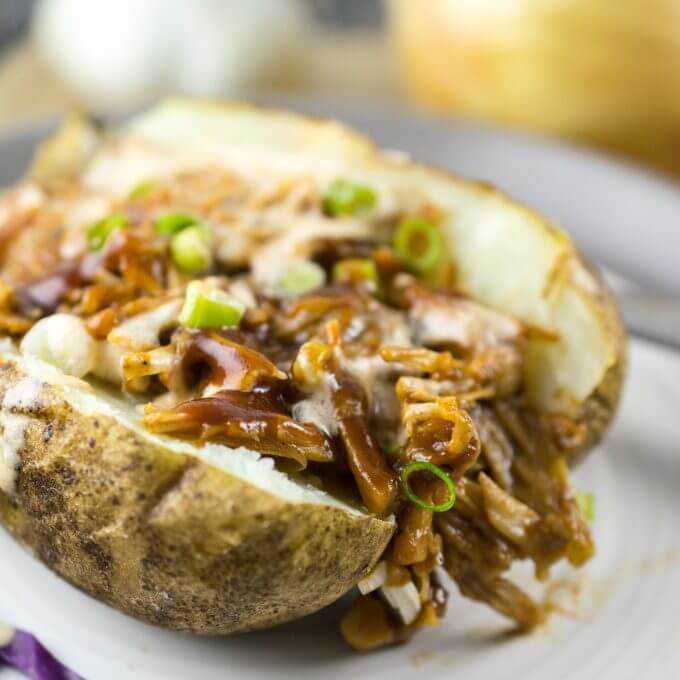 BBQ Jackfruit Stuffed Baked Potatoes | Yup, it's Vegan