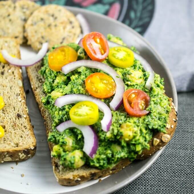 Collard Green Pesto Chickpea Salad Sandwiches | Yup, it's Vegan