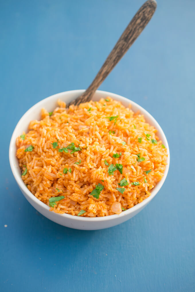 Instant Pot Spanish Rice - Garnished Plate